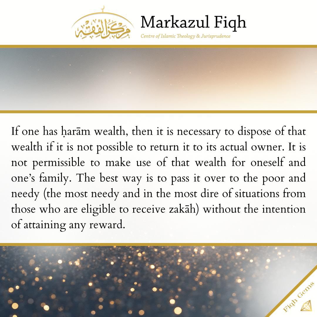 Fiqh Gem: Disposing Ḥarām Wealth